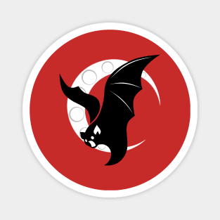 Bat Flying Crescent Moon Digital Art T-Shirt Design Magnet